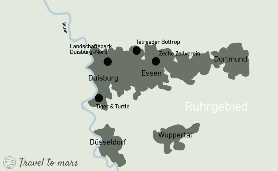 Ruhrgebied bezienswaardigheden kaart Travel to Mars